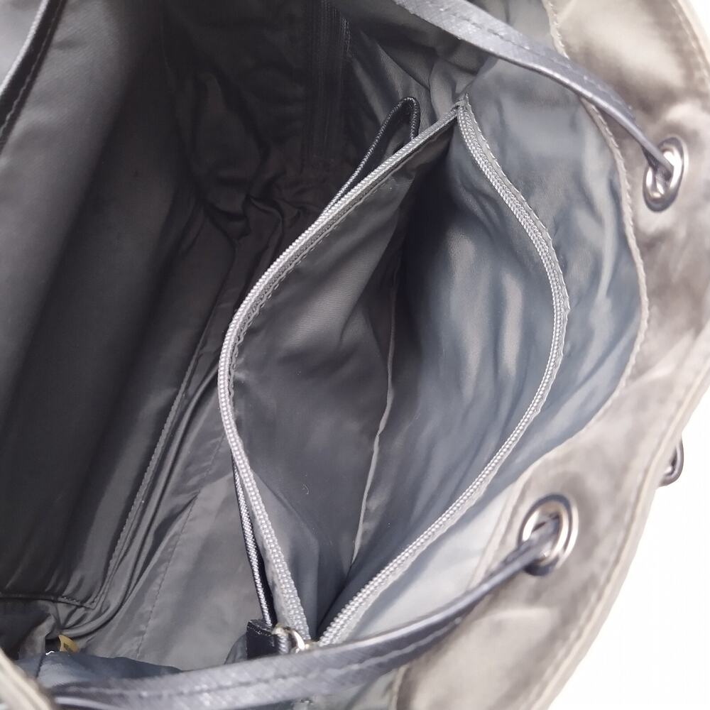 Michael Kors Kieran Dark Gray Nylon Quilted Pockets Drawstring Backpack - Picture 14 of 16